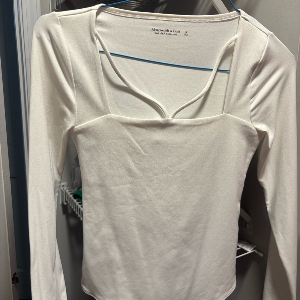 Abercrombie & Fitch Cream Fitted Cut Out Blouse